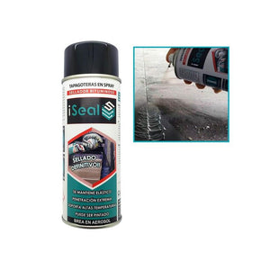 iSEAL sellador bituminoso asfaltico en spray 400ml seca en 60 min.  Permanece flexible en el tiempo. sellado definitivo para sus problemas de  filtraciones y goteras, usar preferiblemente libre de humedad y polvo para  mejores resultados
