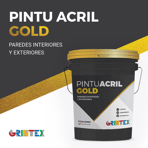 Pintu-Acril Gold, para exteriores e interiores. Tanque 5 Gal.